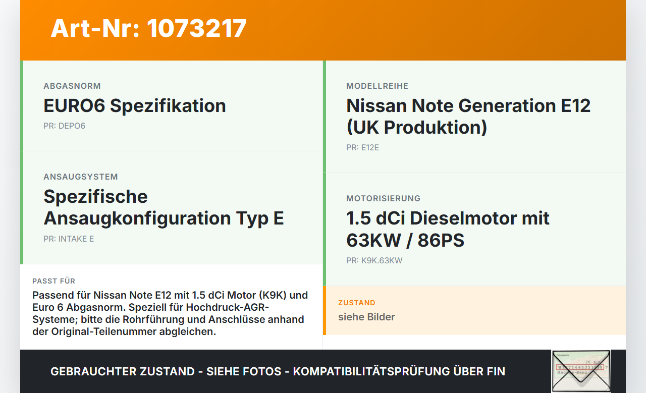 Nissan Note E12 13-17 1,5 66KW Abgasleitung AGR Rohr Leitung Nissan Note E12 13-17 25.02.2016 1471900Q0Y gebraucht Vorschau 3