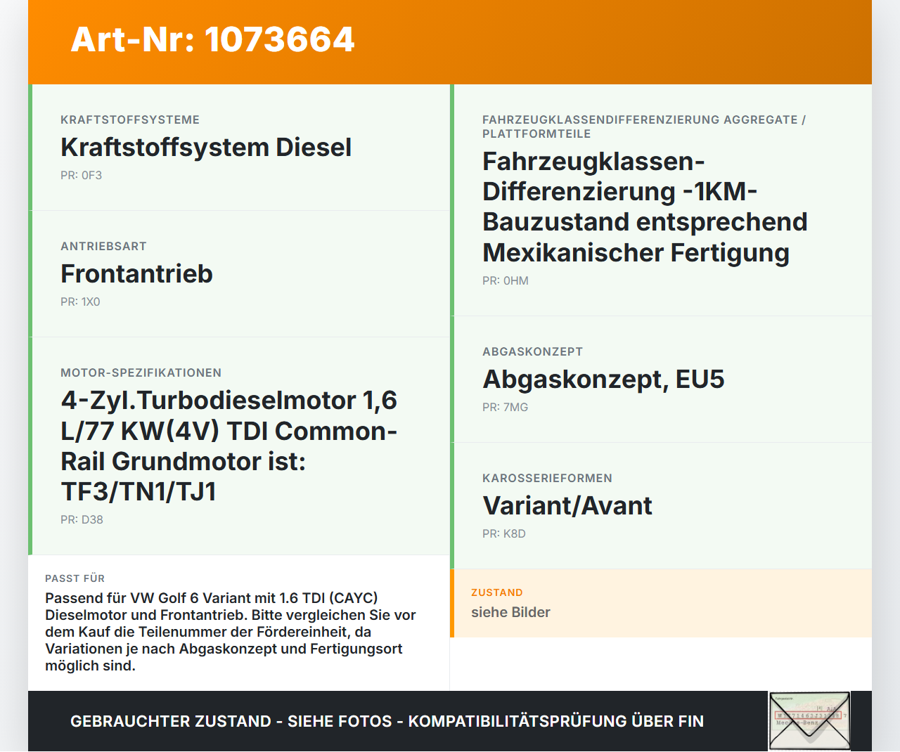 VW Golf 6 VI Variant 08-13 TDI 1,6 77KW Kraftstoffpumpe Kraftstoff Förderpumpe Tankgeber VW Golf 6 VI Variant 08-13... Vorschau 3