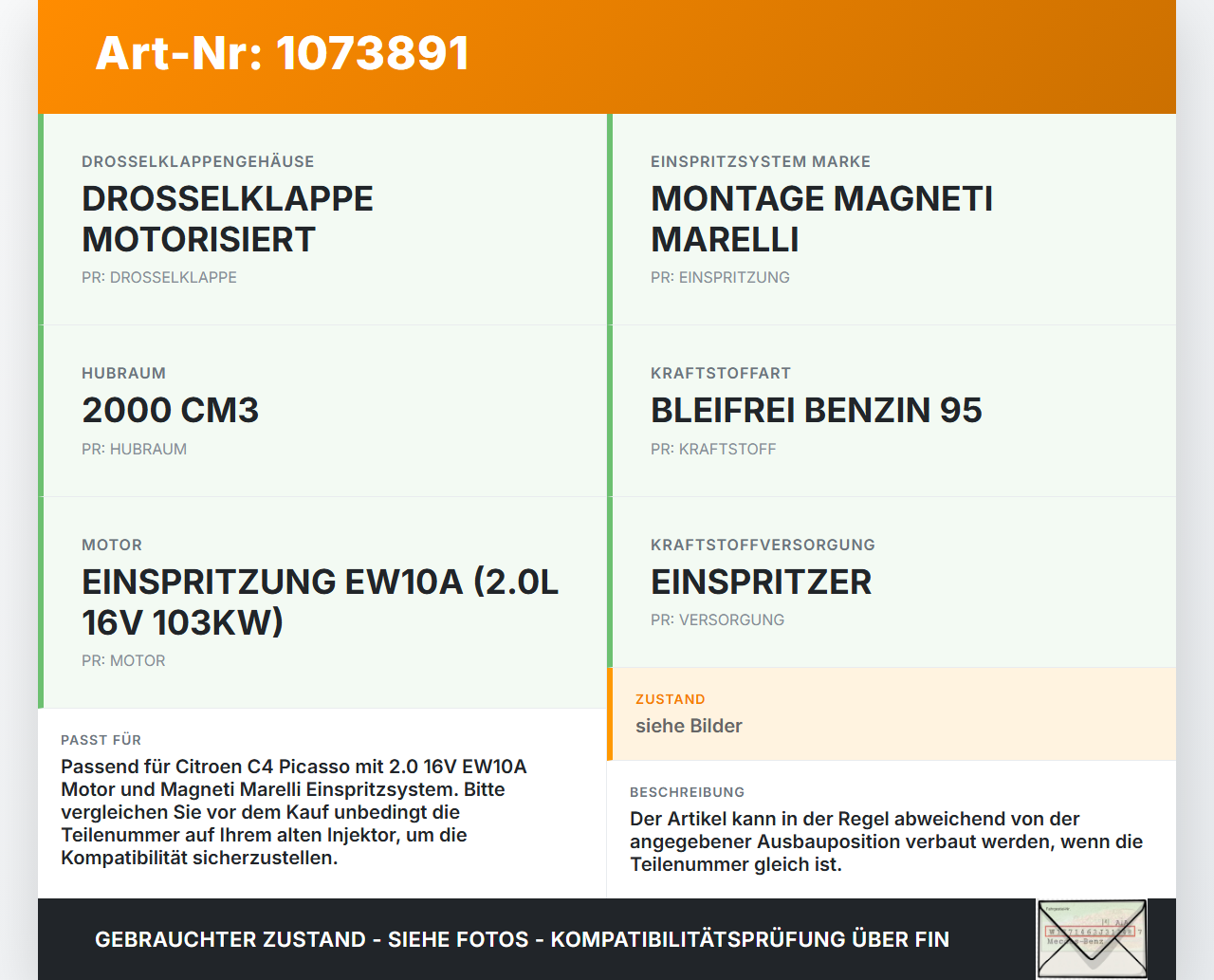 Citroen C4 Grand Picasso 06-10 1997 103KW Injektor Einspritzdüse Zyl.3 Citroen C4 Grand Picasso 06-10 12.11.2008... Vorschau 3