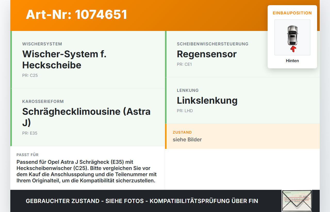 Opel Astra J 12-18 Kombi Scheibenwischermotor Wischermotor Hinten Heckwischermotor Opel Astra J 12-18 01.01.2013... Vorschau 3