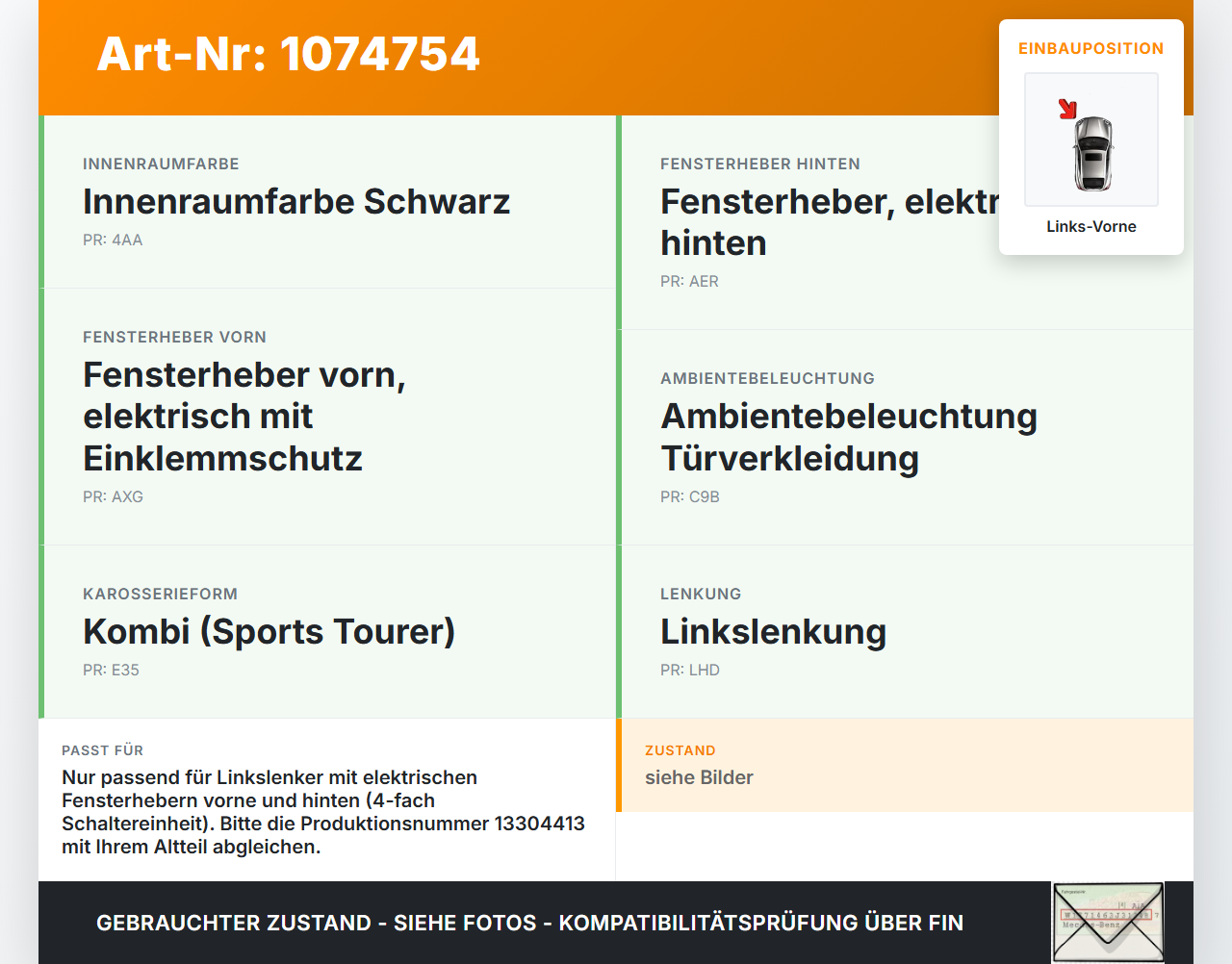 Opel Astra J 12-18 Kombi Fensterheberschalter Schalter Links Vorne Opel Astra J 12-18 01.01.2013 13305011 gebraucht Vorschau 3