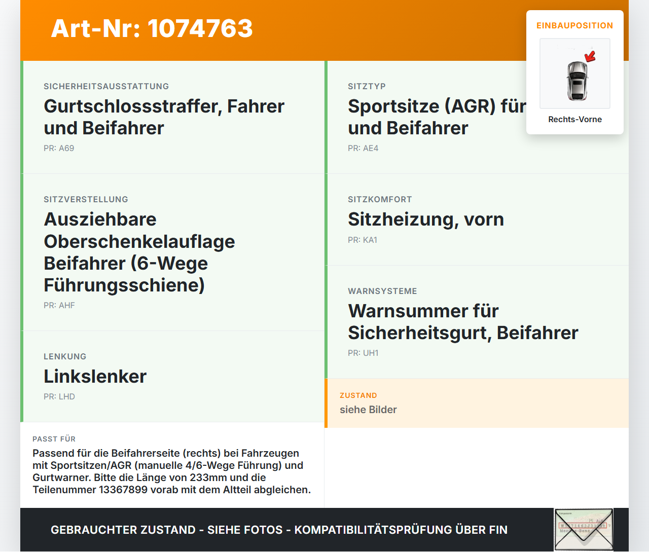 Opel Astra J 12-18 Kombi Gurtschloss Rechts Vorne Opel Astra J 12-18 01.01.2013 13367899 13368928 40-126-6978 gebraucht Vorschau 3