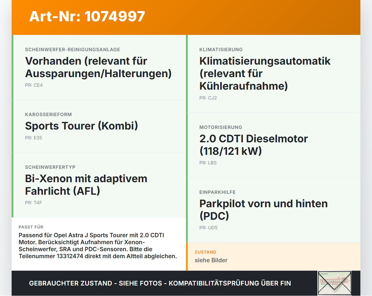 Opel Astra J 12-18 CDTi 2,0 121KW Schlossträger Frontmaske Träger Opel Astra J 12-18 01.01.2013 13288975 13312474... Vorschau 3