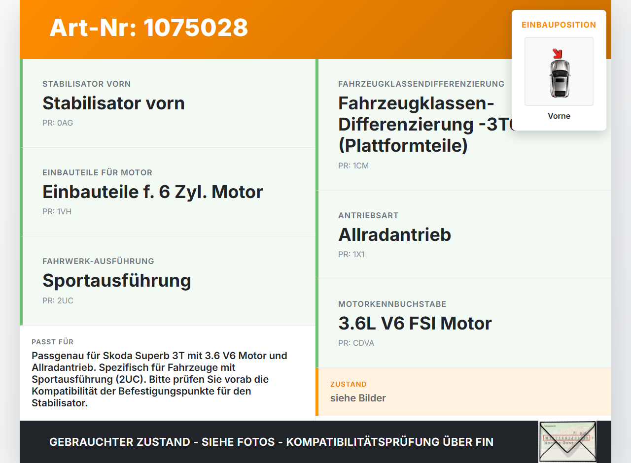 Skoda Superb 3T5 08-13 3,6 191KW Achsträger Vorderachse Vorne Skoda Superb 3T5 08-13 21.01.2011 1K0199313AT gebraucht Vorschau 3