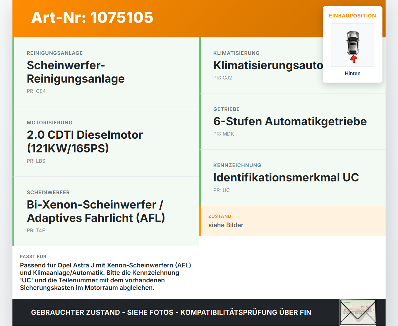 Opel Astra J 12-18 CDTi 2,0 121KW Sicherungskasten Zentralelektrik Relais Hinten Opel Astra J 12-18 01.01.2013... Vorschau 3