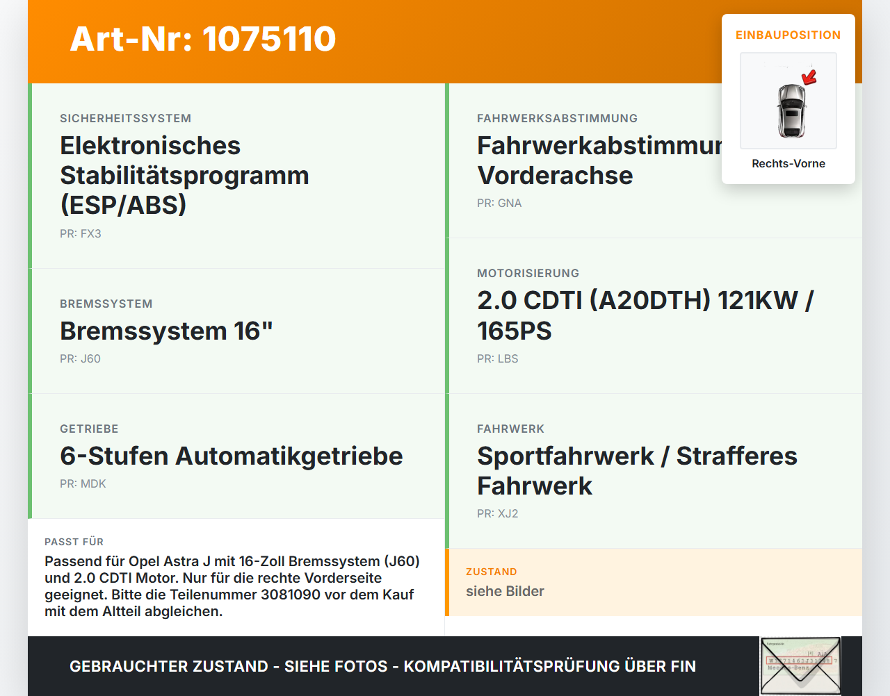 Opel Astra J 12-18 CDTi 2,0 121KW Achsschenkel Radnabe mit ABS Rechts Vorne Opel Astra J 12-18 01.01.2013 13319483... Vorschau 3