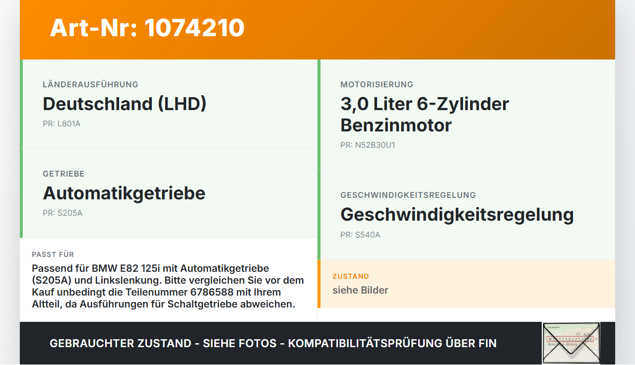 BMW 1er E82 07-11 3,0 160KW Gaswertgeber Gaspedal BMW 1er E82 07-11 18.06.2008 6889819 35406889819 6786588... Vorschau 3