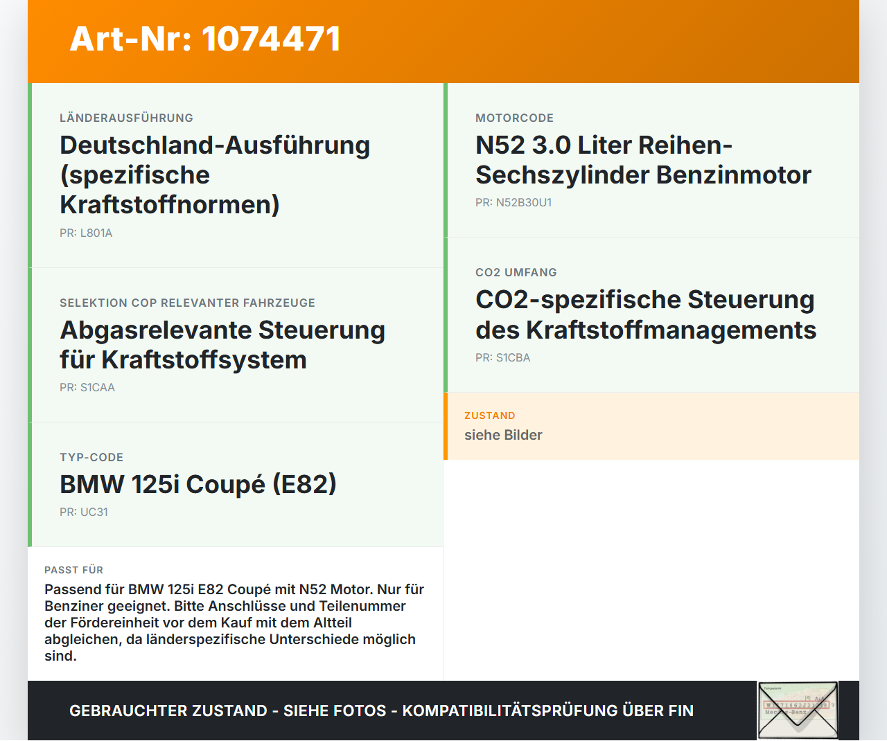 BMW 1er E82 07-11 3,0 160KW Kraftstoffpumpe Kraftstoff Förderpumpe Tankgeber BMW 1er E82 07-11 18.06.2008 7197076... Vorschau 3