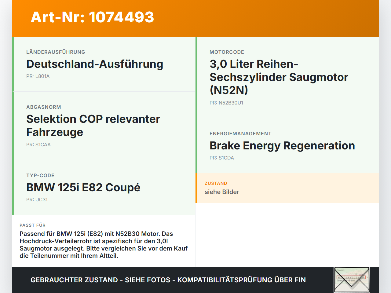 BMW 1er E82 07-11 3,0 160KW Verteilerrohr für Hochdruck Verteiler BMW 1er E82 07-11 18.06.2008 7542541 13537542541... Vorschau 3