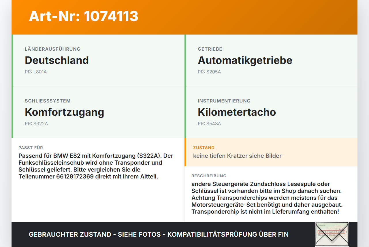 BMW 1er E82 07-11 Zündschloss Schacht ohne Funkschlüssel BMW 1er E82 07-11 18.06.2008 9172369 66129172369 6954717... Vorschau 3