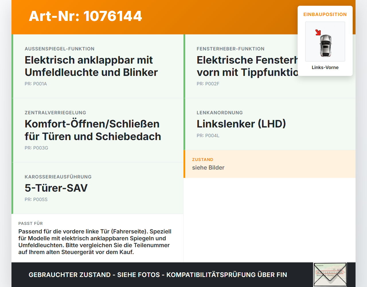 Ford S-Max CJ WA6 15-19 Steuergerät ECU Modul DCU Max Fahrer Tür SG Links Vorne Ford S-Max CJ WA6 15-19 11.09.2017... Vorschau 3