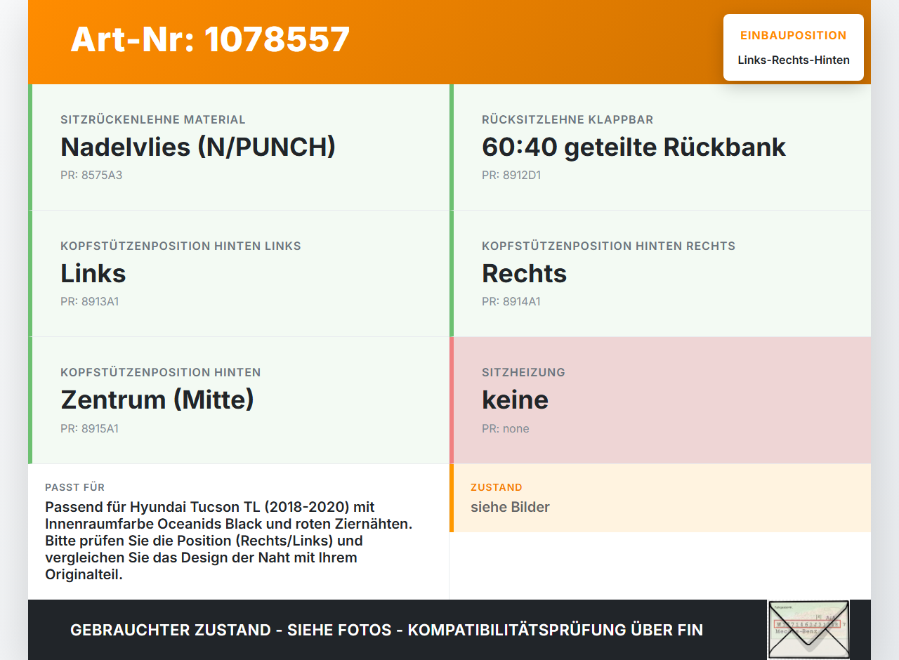Hyundai Tucson TL 18-20 Kopfstütze Rechts oder Links Hinten rote Naht Hyundai Tucson TL 18-20 06.11.2019... Vorschau 3