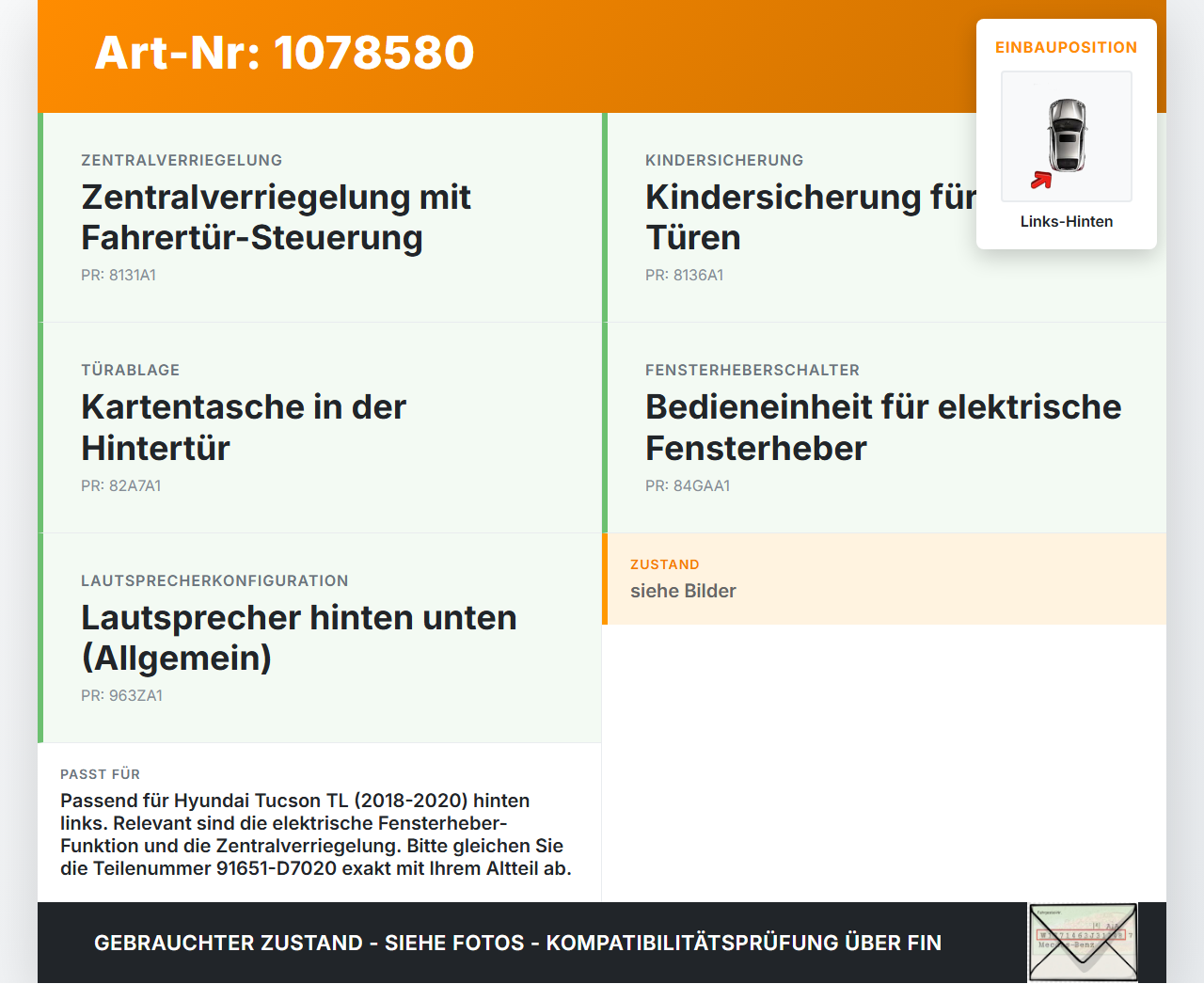 Hyundai Tucson TL 18-20 Kabelbaum für Tür und Fensterheber Links Hinten Hyundai Tucson TL 18-20 06.11.2019... Vorschau 3