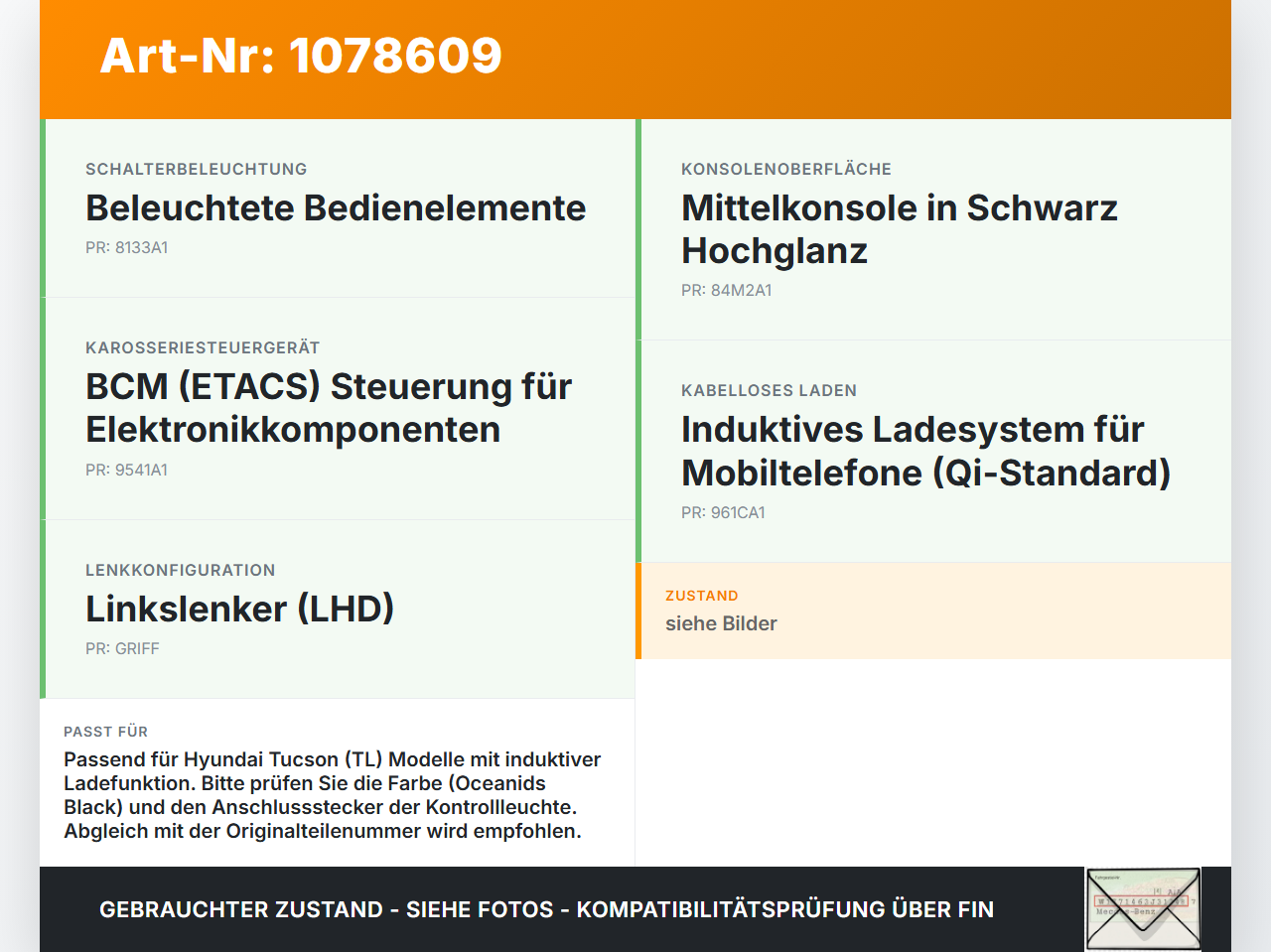 Hyundai Tucson TL 18-20 Schalter Kontrollleuchte Wireless Charging Qi Induktives Laden Hyundai Tucson TL 18-20... Vorschau 3