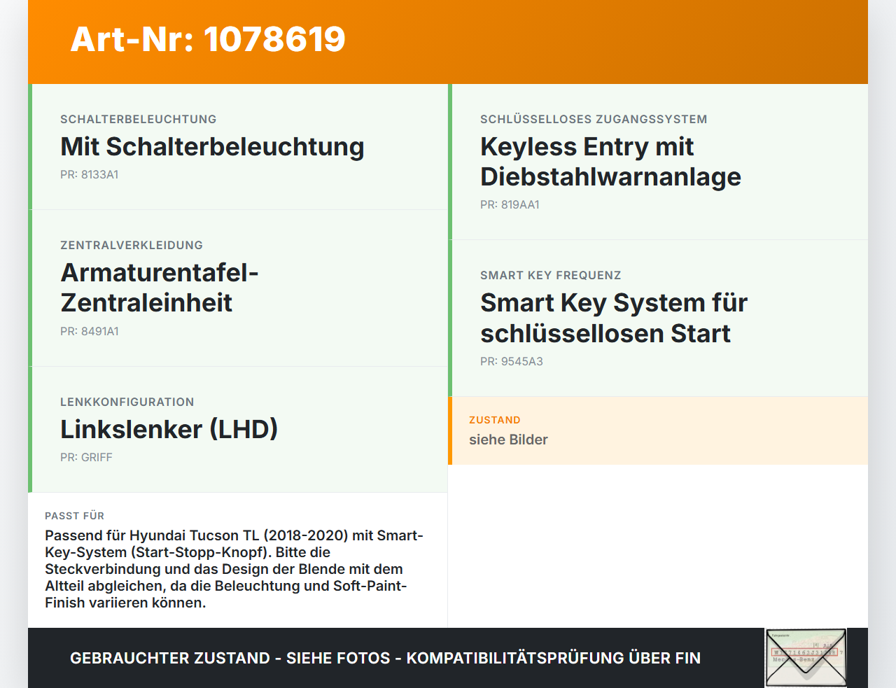 Hyundai Tucson TL 18-20 Start Stop Schalter Taster Startknopf Anlassschalter Hyundai Tucson TL 18-20 06.11.2019... Vorschau 3
