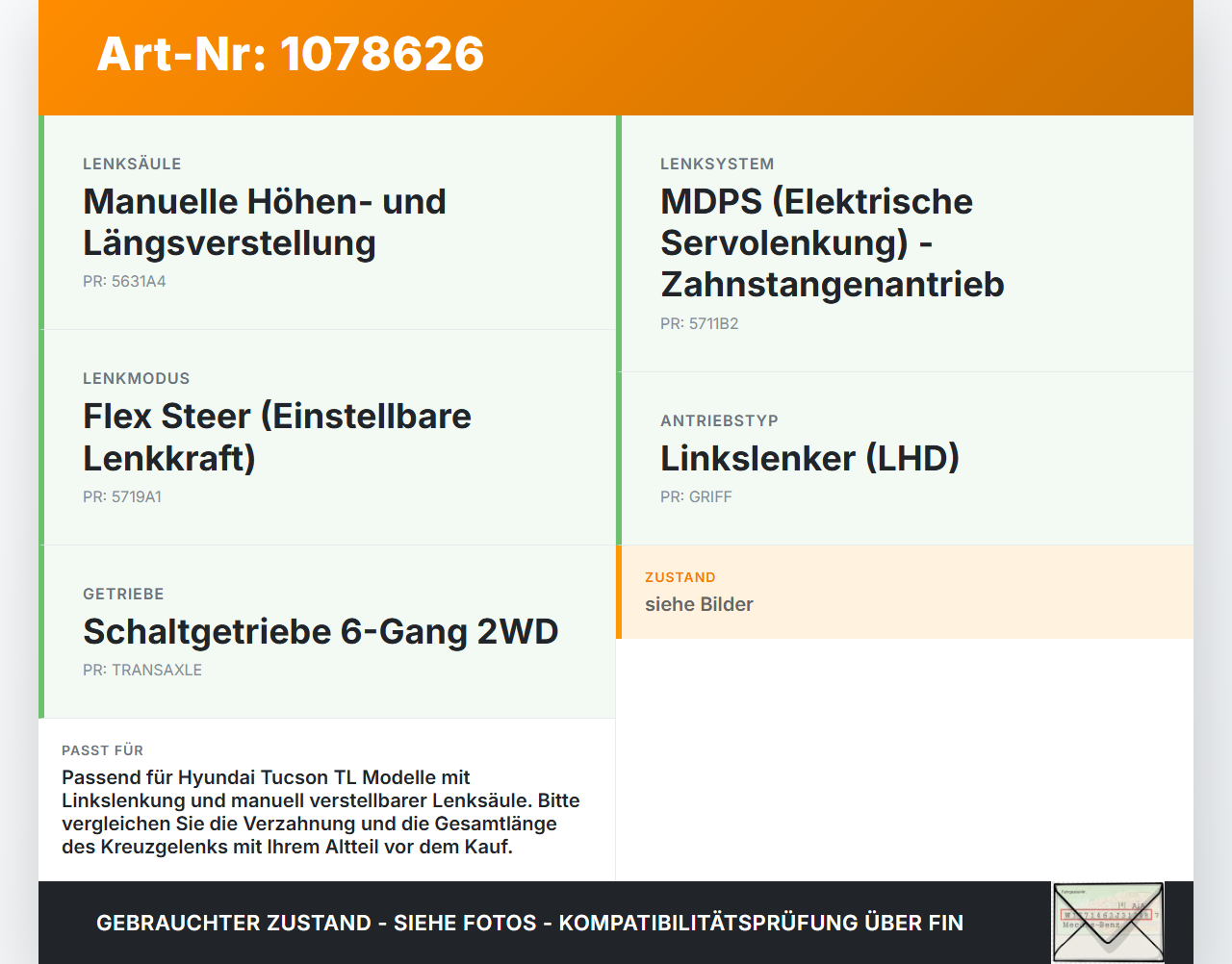 Hyundai Tucson TL 18-20 Kreuzgelenk Lenkgestänge Lenkzwischenwelle Lenkungsteil Hyundai Tucson TL 18-20 06.11.2019... Vorschau 3