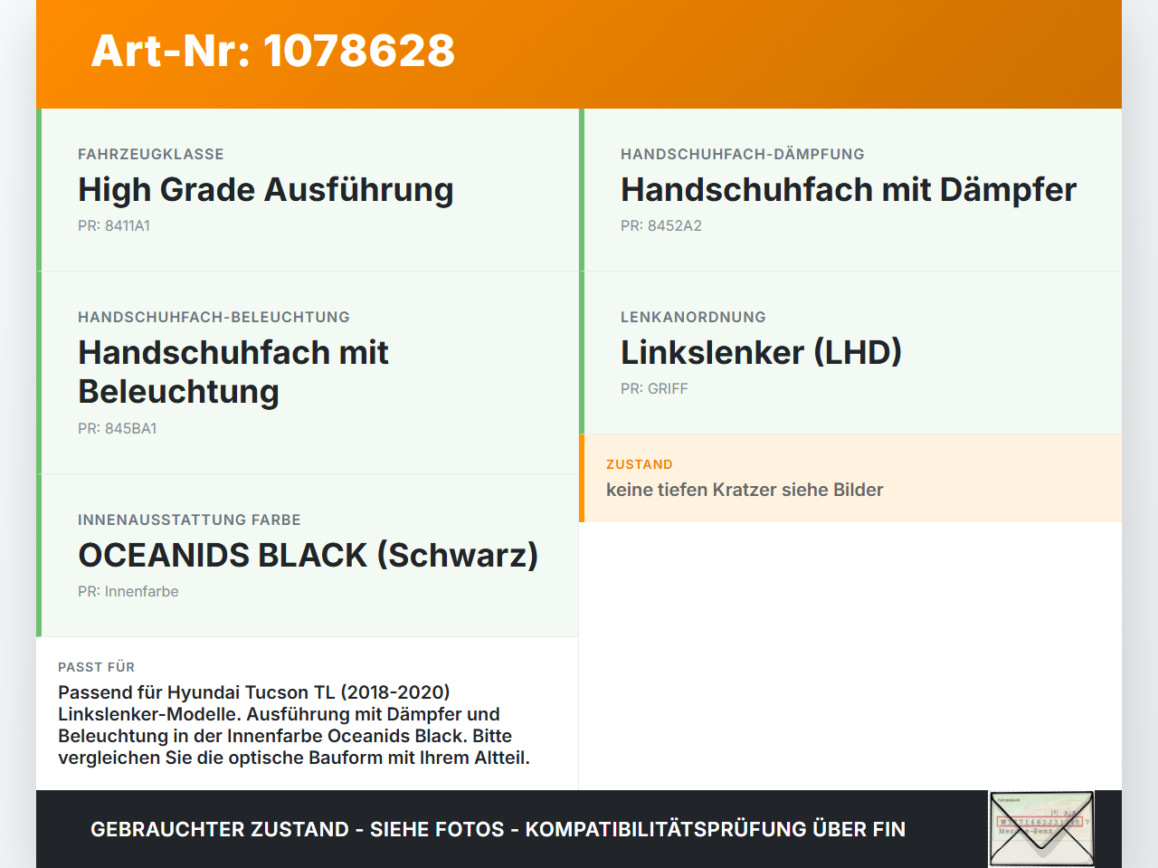 Hyundai Tucson TL 18-20 Handschuhfach Handschuhkasten Klappe Fach Ablagefach Hyundai Tucson TL 18-20 06.11.2019... Vorschau 3