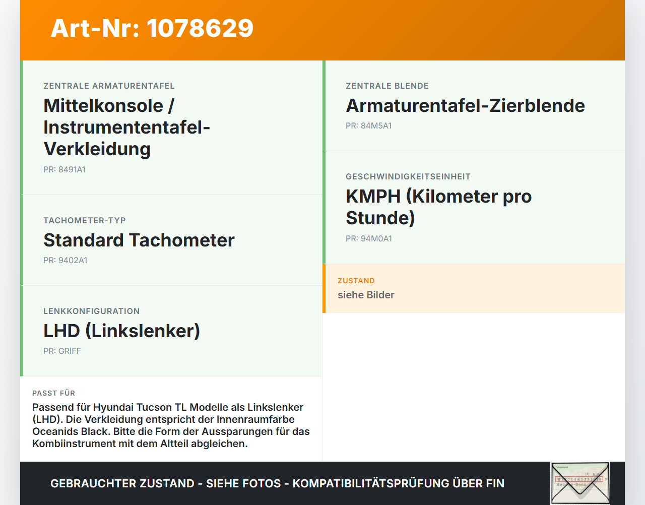 Hyundai Tucson TL 18-20 Tachoverkleidung Tacho Abdeckung Blende Kombiinstrument Hyundai Tucson TL 18-20 06.11.2019... Vorschau 3