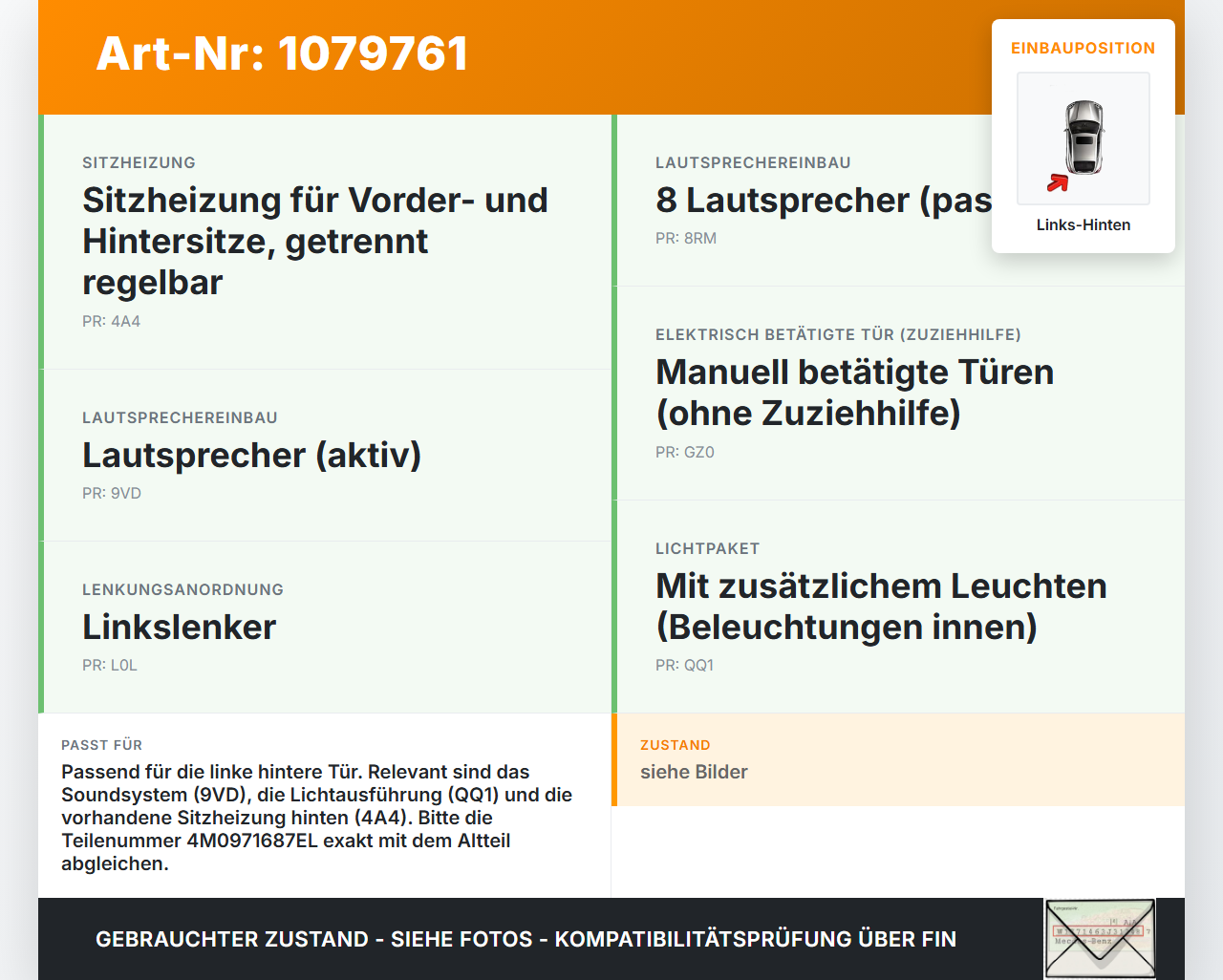 Audi Q7 4M 15-19 Kabelbaum für Tür und Fensterheber Links Hinten Audi Q7 4M 15-19 19.01.2016 4M0971687FS... Vorschau 3