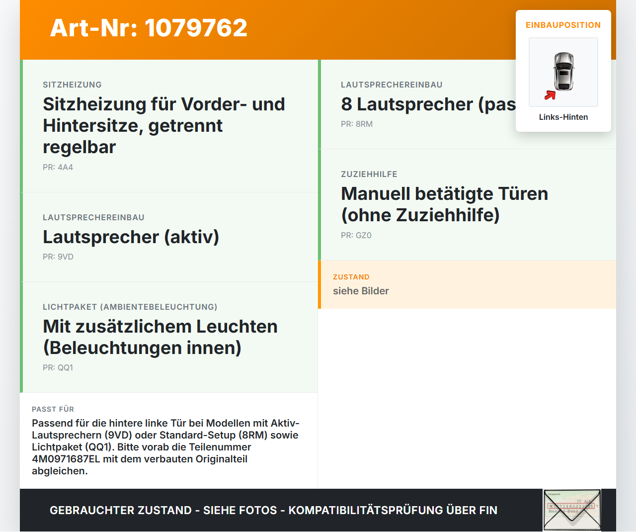Audi Q7 4M 15-19 Kabelbaum für Tür und Fensterheber Links Hinten Audi Q7 4M 15-19 19.01.2016 4M0971687FS... Vorschau 3
