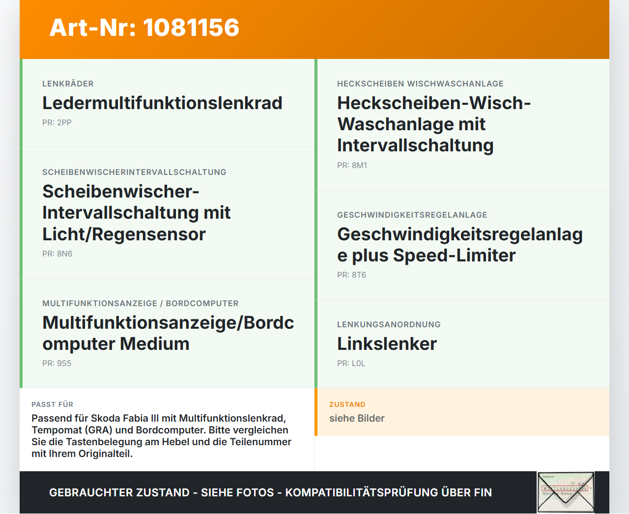 Skoda Fabia III NJ 14-18 Lenkstockschalter Kombischalter Blinker Wischer ACC Skoda Fabia III NJ 14-18 22.01.2016... Vorschau 3