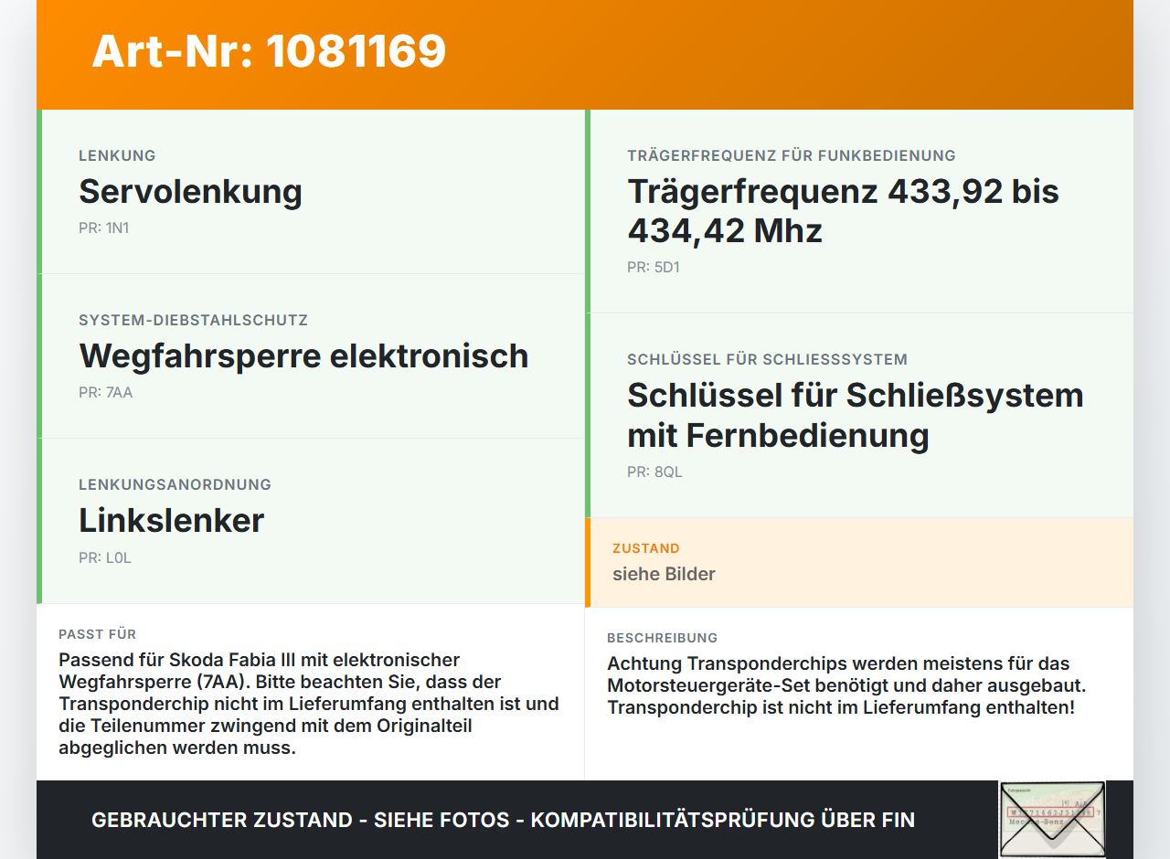 Skoda Fabia III NJ 14-18 Elektrisches Lenkradschloss Lenkradriegel Wegfahrsperre ELV Skoda Fabia III NJ 14-18... Vorschau 3