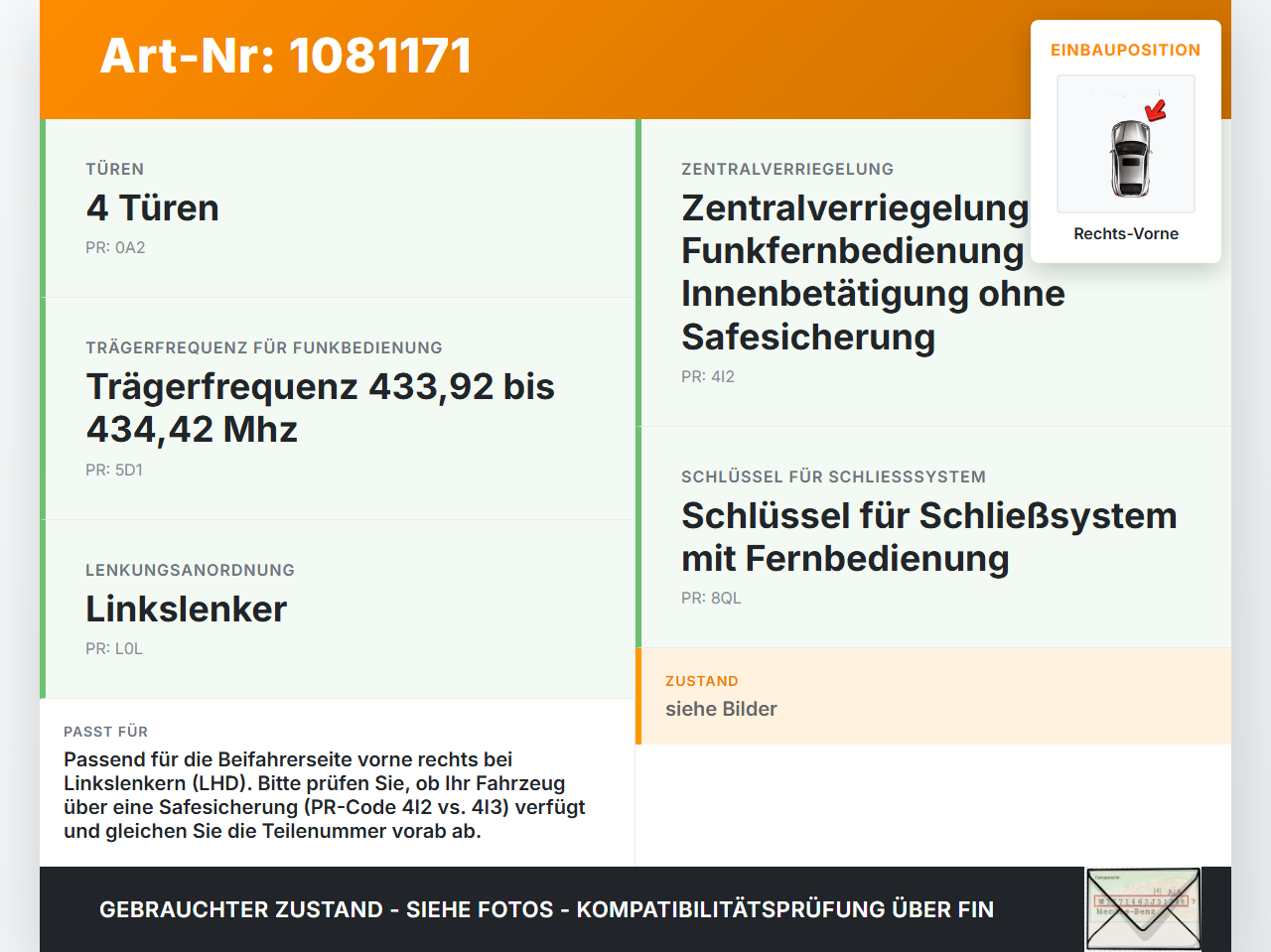 Skoda Fabia III NJ 14-18 5T Türschloss Stellmotor Schloss ZV Rechts Vorne Skoda Fabia III NJ 14-18 22.01.2016... Vorschau 3