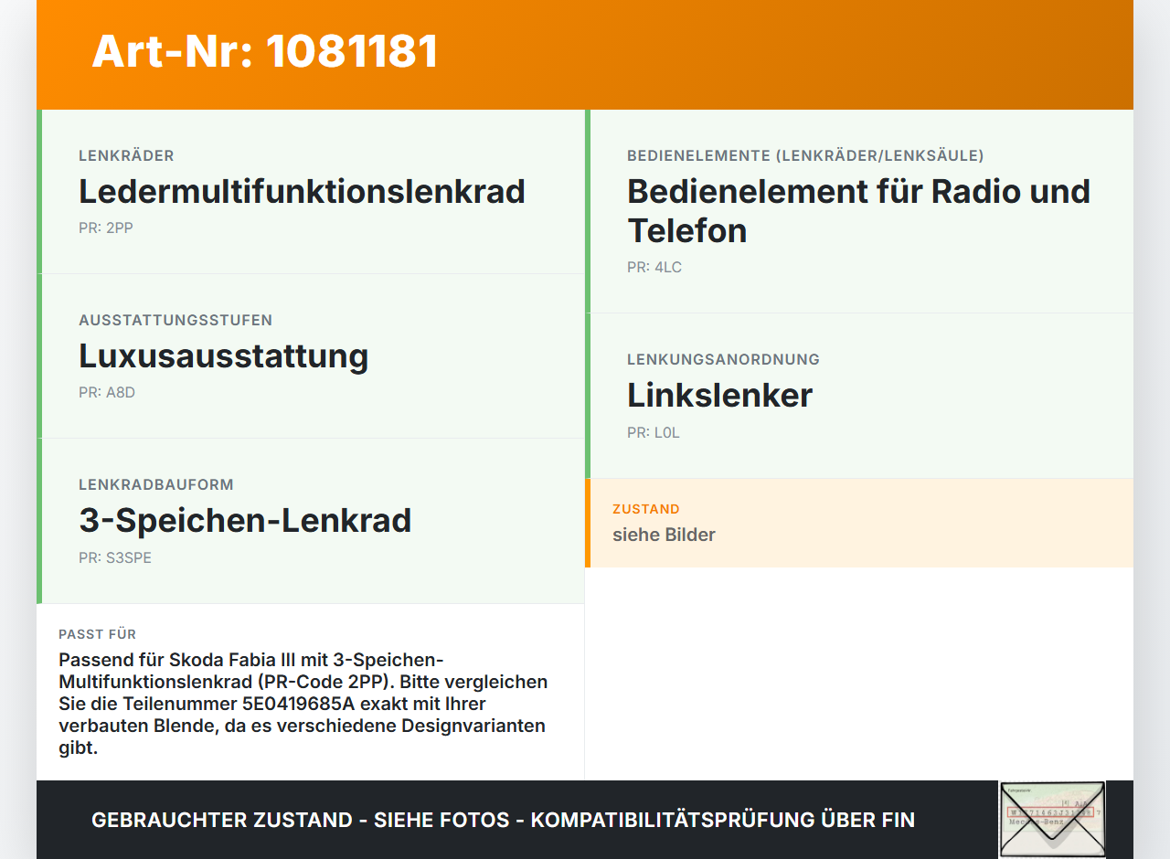 Skoda Fabia III NJ 14-18 5T Blende Innen Zierrahmen für Lenkrad Skoda Fabia III NJ 14-18 22.01.2016 5E0419685A... Vorschau 3