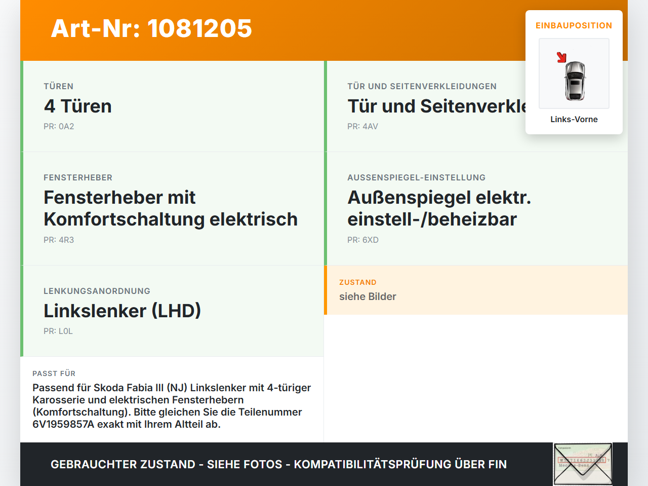 Skoda Fabia III NJ 14-18 5T Fensterheberschalter Schalter Links Vorne Skoda Fabia III NJ 14-18 22.01.2016... Vorschau 3