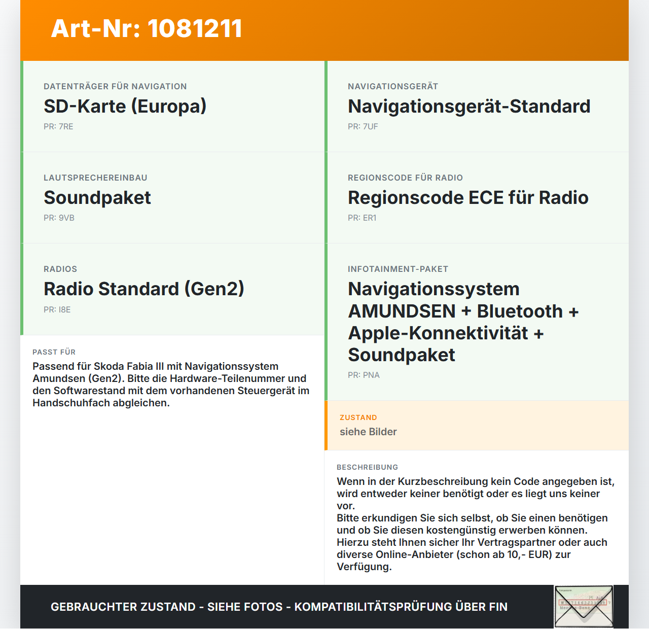 Skoda Fabia III NJ 14-18 Navigationssystem Navi GPS Rechner Skoda Fabia III NJ 14-18 22.01.2016 5Q0035874A gebraucht Vorschau 3