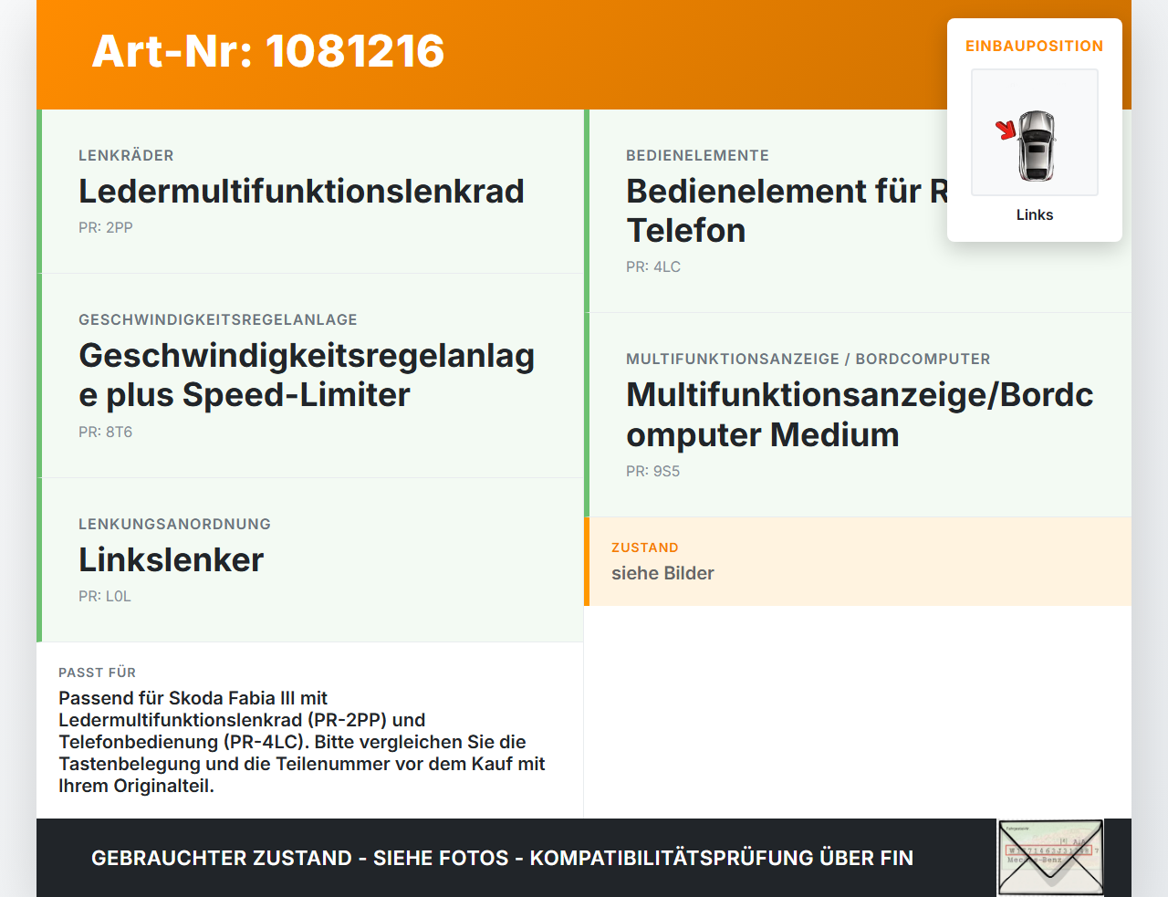Skoda Fabia III NJ 14-18 Lenkradschalter Multifunktionstasten Schalter für Lenkrad Links Skoda Fabia III NJ 14-18... Vorschau 3
