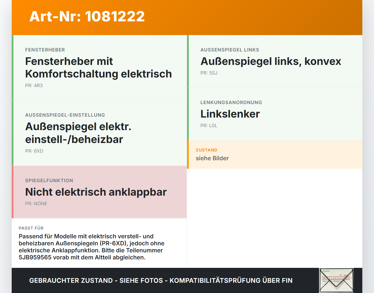 Skoda Fabia III NJ 14-18 Spiegelverstellung Aussenspiegel Schalter Skoda Fabia III NJ 14-18 22.01.2016 5JB959565... Vorschau 3