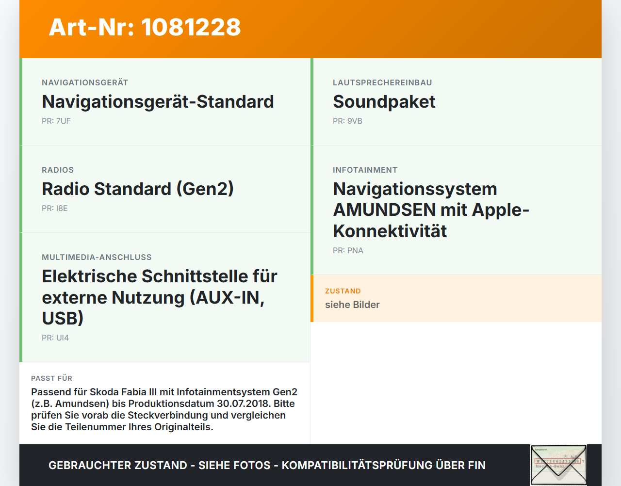 Skoda Fabia III NJ 14-18 TSI 1,2 66KW AUX IN Buchse Audio Klinkenbuchse Anschluss Stecker Adapter Skoda Fabia III... Vorschau 3