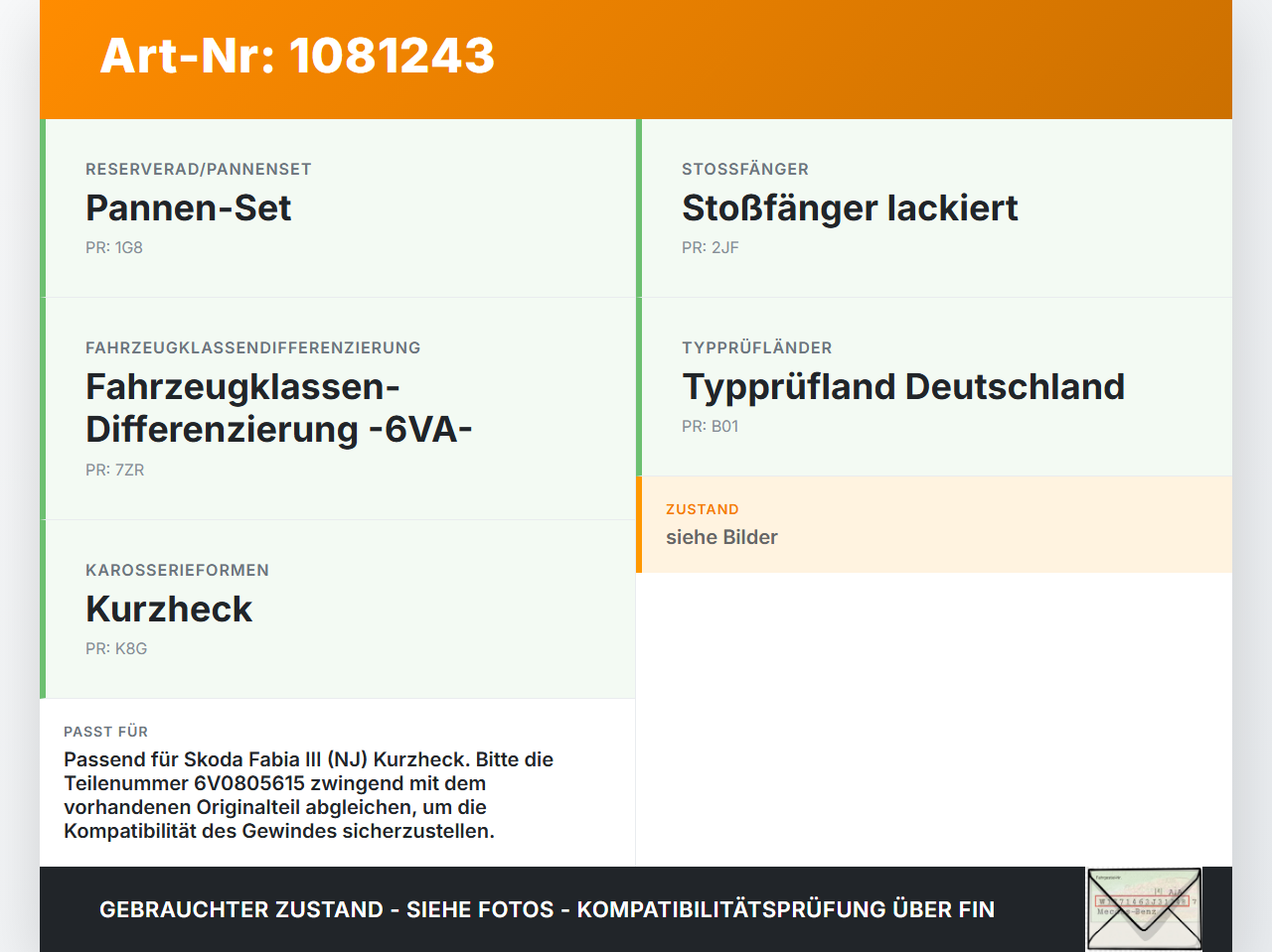 Skoda Fabia III NJ 14-18 Abschleppöse Abschlepphaken Skoda Fabia III NJ 14-18 22.01.2016 6V0805615 gebraucht Vorschau 3