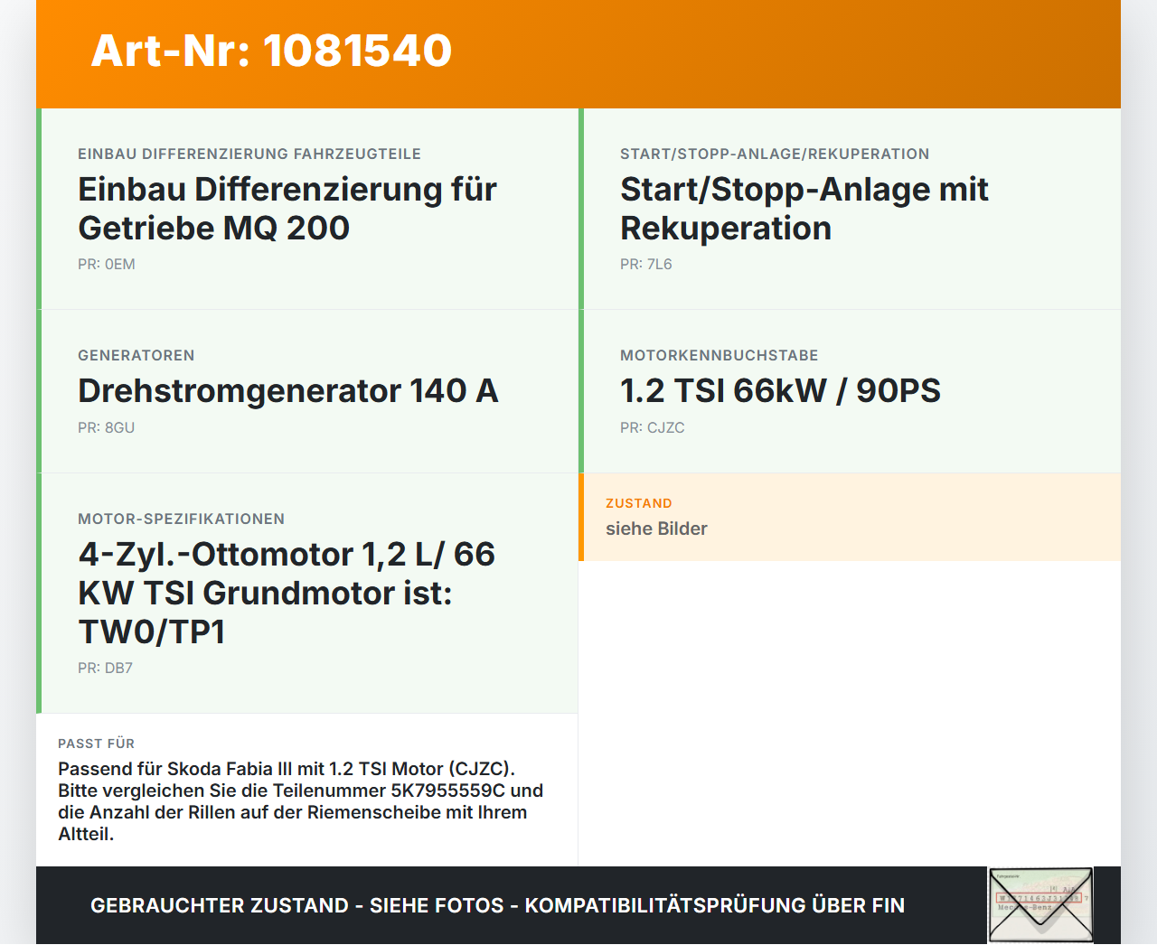 Skoda Fabia III NJ 14-18 TSI 1,2 66KW CJZC Riemenscheibe Skoda Fabia III NJ 14-18 22.01.2016 04C105243D gebraucht Vorschau 3