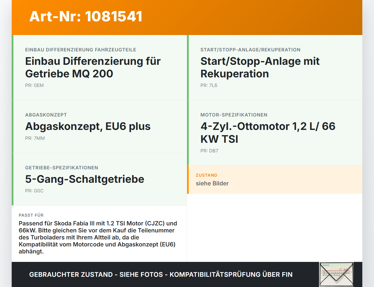 Skoda Fabia III NJ 14-18 TSI 1,2 66KW CJZC Turbolader Turbo Abgasturbolader Skoda Fabia III NJ 14-18 22.01.2016... Vorschau 3