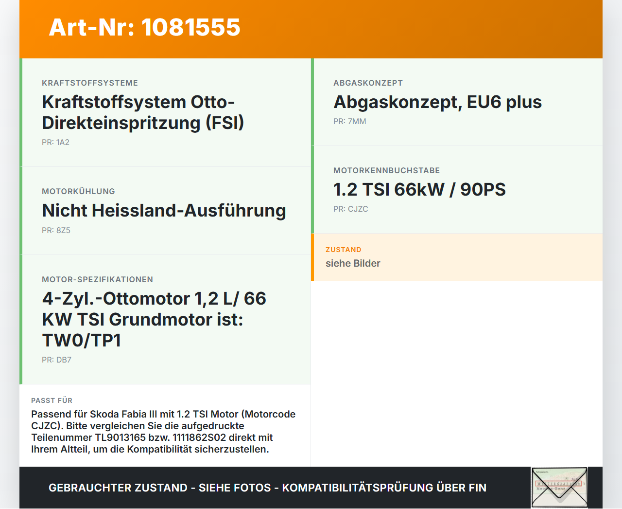 Skoda Fabia III NJ 14-18 TSI 1,2 66KW Luftfilterkasten Skoda Fabia III NJ 14-18 22.01.2016 04E129611H 1111862S02... Vorschau 3