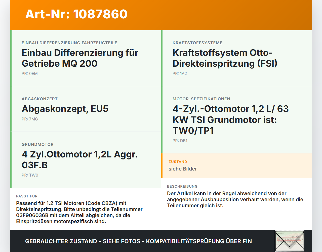 Skoda Fabia 545 10-14 TSI 1,2 63KW Einspritzventil Einspritzdüse Injektor Zyl.2 Skoda Fabia 545 10-14 31.05.2010... Vorschau 3