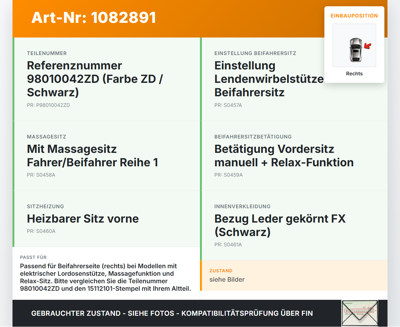 Citroen C4 Picasso II 13-16 Schalter Sitzverstellung Sitzschalter Taster Lordose Rechts Citroen C4 Picasso II 13-16... Vorschau 3