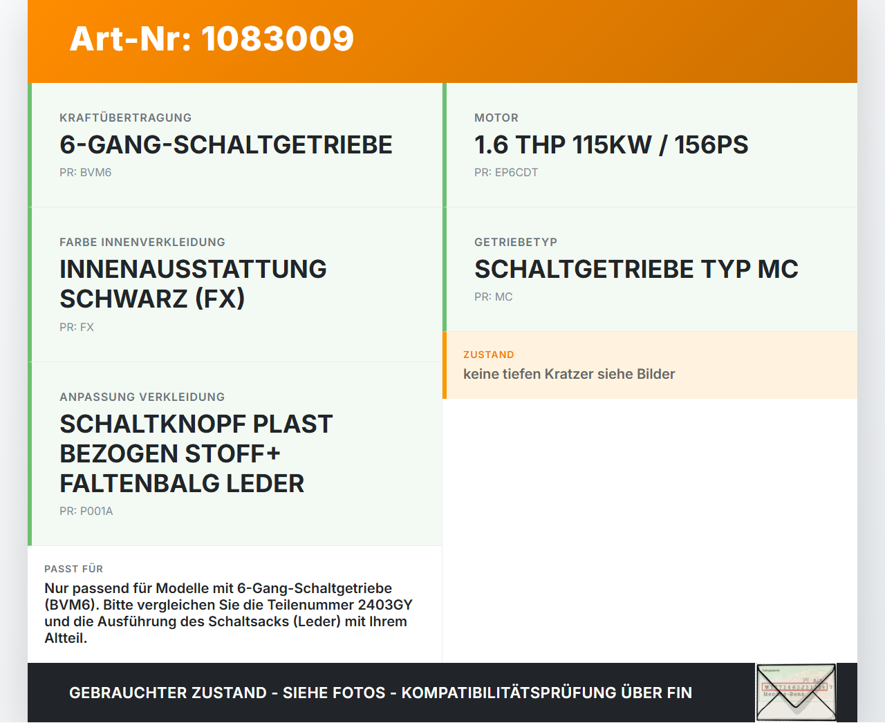 Citroen C4 Picasso II 13-16 THP 1,6 115KW Schaltknauf für Schalthebel Gangschalter 6G Citroen C4 Picasso II 13-16... Vorschau 3
