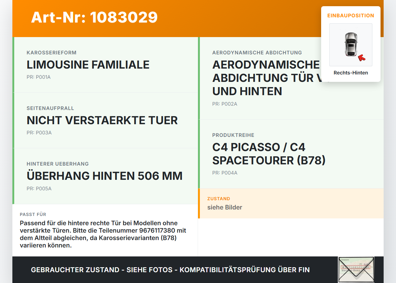 Citroen C4 Picasso II 13-16 Türfangband Türbremse Türanschlag Rechts Hinten Citroen C4 Picasso II 13-16 24.09.2013... Vorschau 3