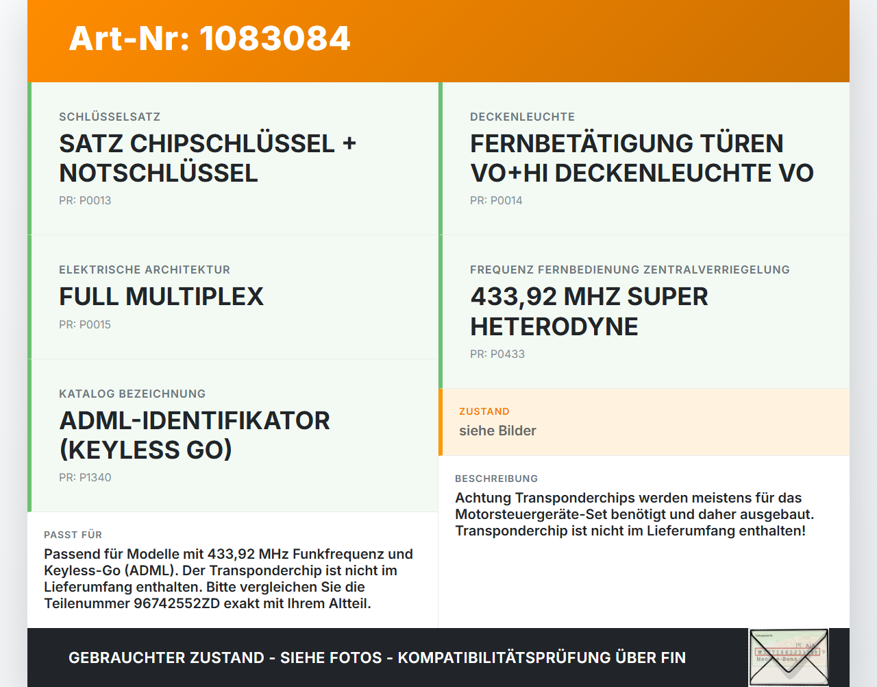 Citroen C4 Picasso II 13-16 Fernbedienung Funk Funkschlüssel Citroen C4 Picasso II 13-16 24.09.2013 96742552ZD gebraucht Vorschau 3