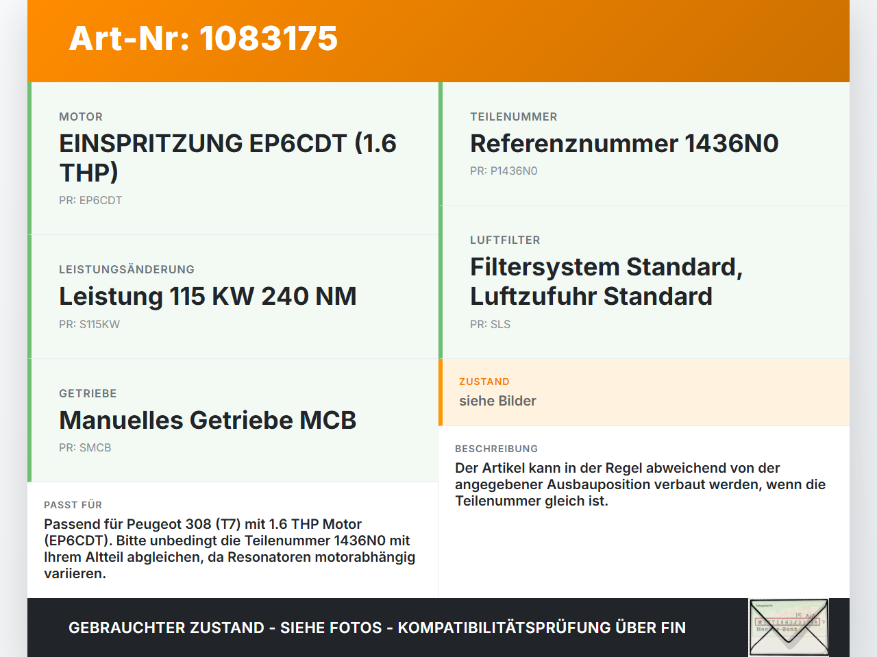 Peugeot 308 CC 07-11 THP 1,6 115KW Ansaugrohr Resonator Ladeluftführung Peugeot 308 CC 07-11 26.01.2011 1436N0 gebraucht Vorschau 3