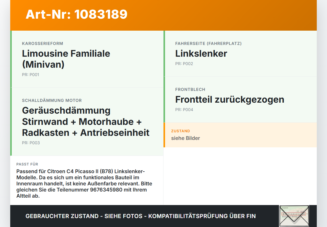 Citroen C4 Picasso II 13-16 Hebel Entriegelung für Motorhaube Citroen C4 Picasso II 13-16 24.09.2013 9676345980... Vorschau 3