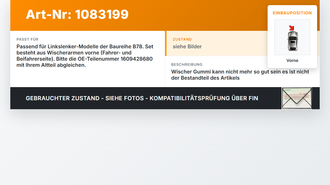 Citroen C4 Picasso II 13-16 2x Scheibenwischer Wischarm Vorne Citroen C4 Picasso II 13-16 24.09.2013 1609428680... Vorschau 3