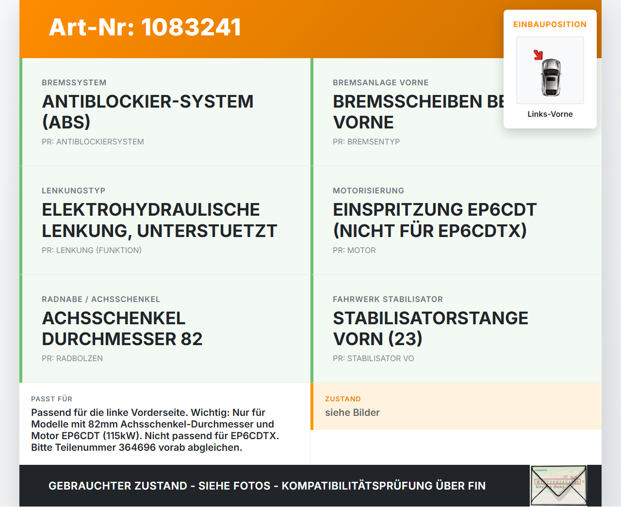 Peugeot 308 CC 07-11 THP 1,6 115KW Achsschenkel Radnabe mit ABS Links Vorne Peugeot 308 CC 07-11 26.01.2011 364696... Vorschau 3