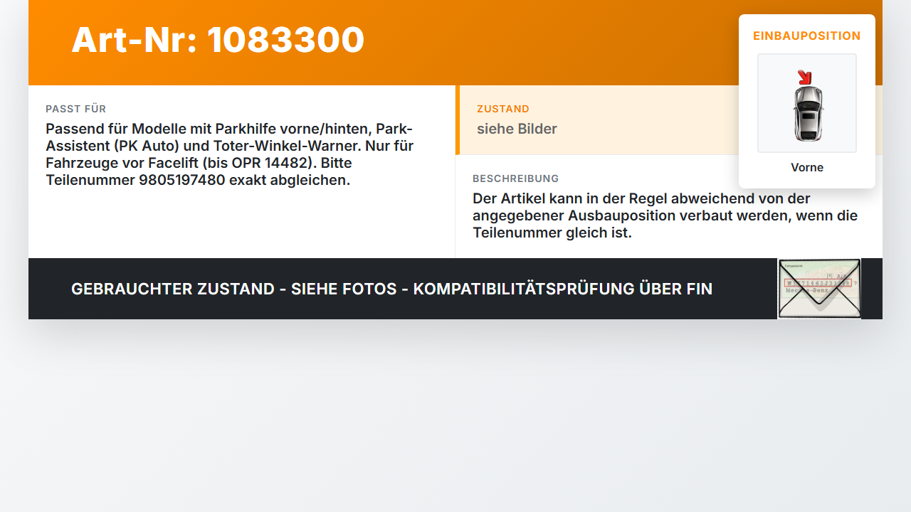 Citroen C4 Picasso II 13-16 PDC Kabelbaum Leitungssatz Vorne Citroen C4 Picasso II 13-16 24.09.2013 9805197480 gebraucht Vorschau 3