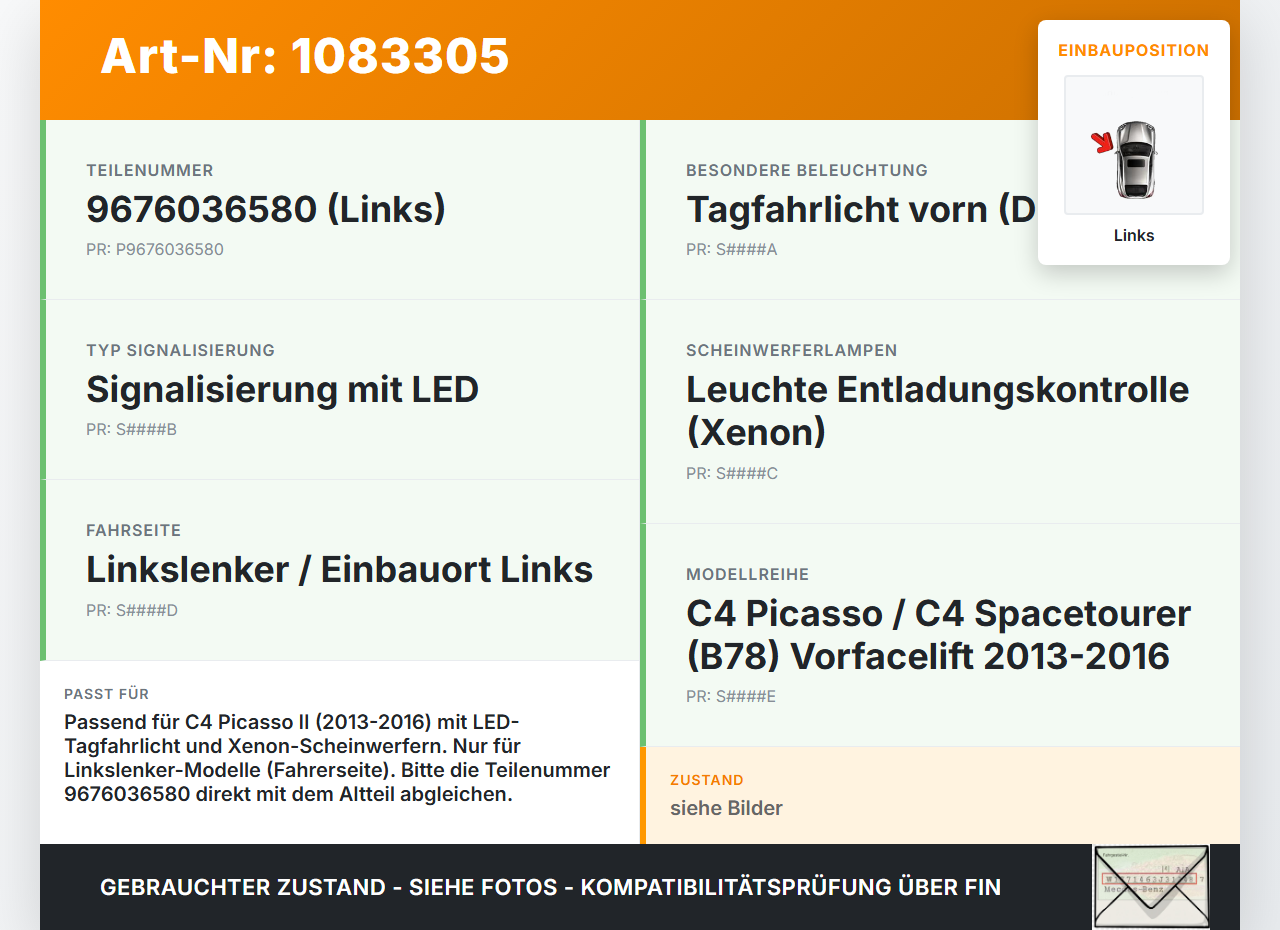 Citroen C4 Picasso II 13-16 LED Tagfahrlicht Tagfahrleuchte Links Citroen C4 Picasso II 13-16 24.09.2013 9676036580... Vorschau 3