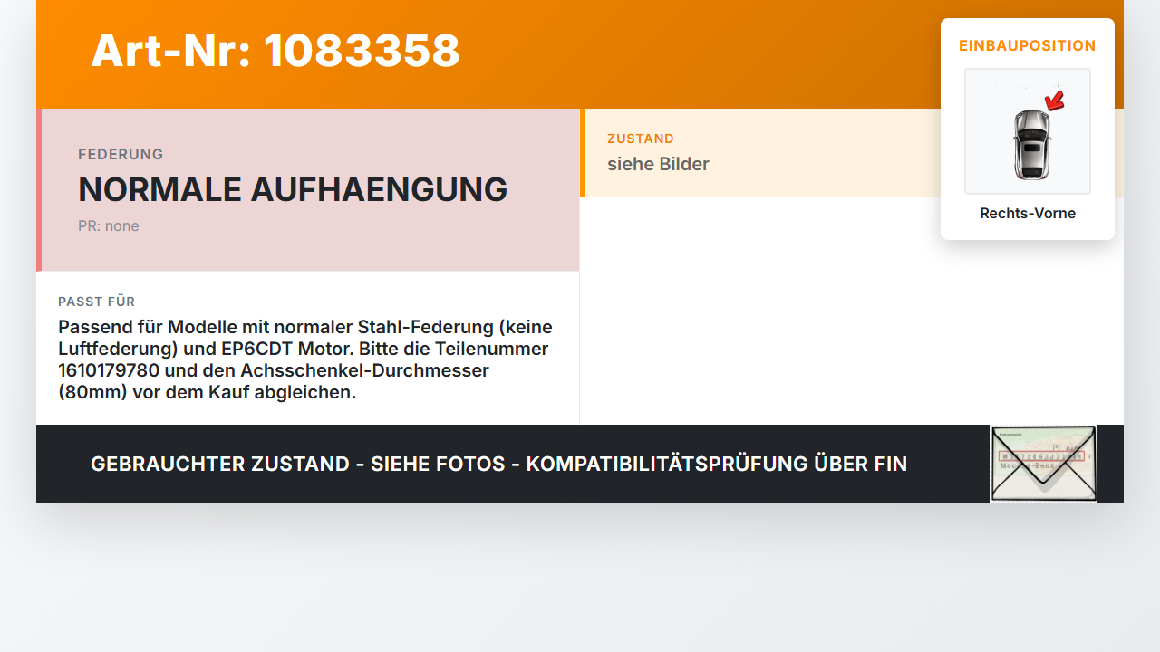 Citroen C4 Picasso II 13-16 Federbein Stossdämpfer Vorne Rechts Citroen C4 Picasso II 13-16 24.09.2013 1610179780... Vorschau 3
