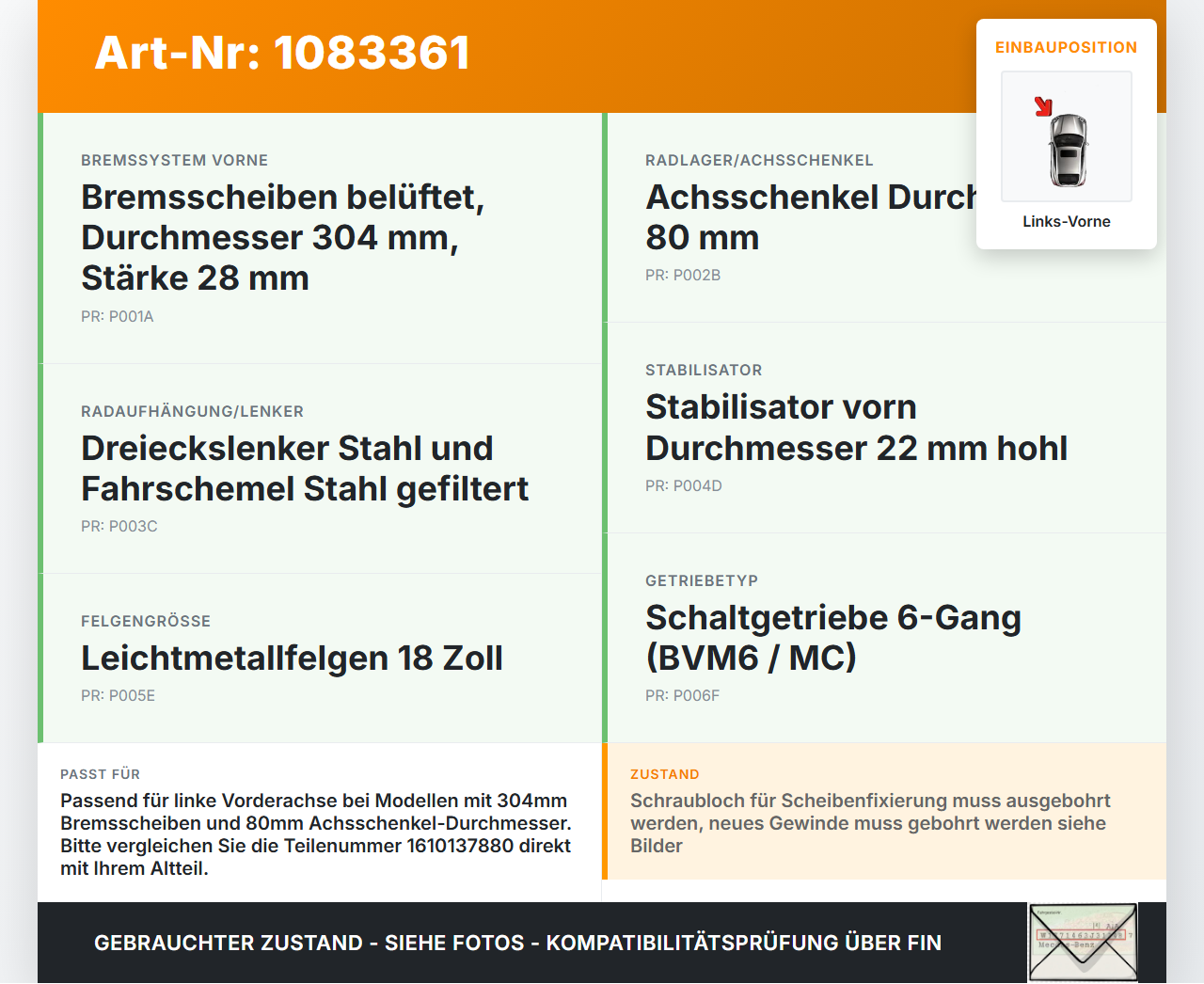 Citroen C4 Picasso II 13-16 THP 1,6 115KW Achsschenkel Radnabe mit ABS Links Vorne Citroen C4 Picasso II 13-16... Vorschau 3